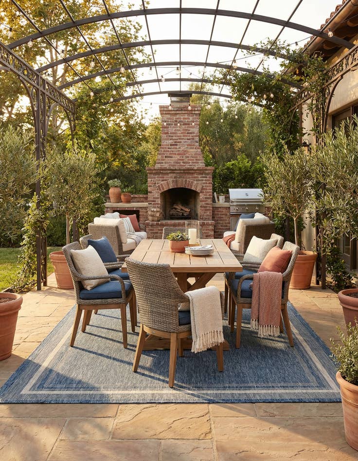 Detail image of 10' x 14'  Washable Border Indoor / Outdoor Rug