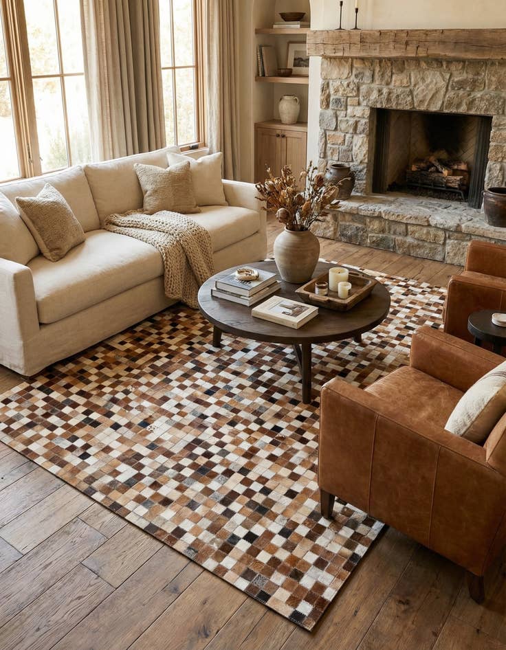 Detail image of 5' 1 x 7' 11 Cowhide Stocks Rug