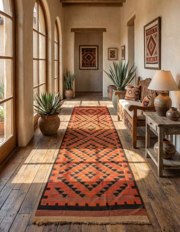4' 8 x 15' 3 Hand Woven Kilim Fars Wool Runner Rug