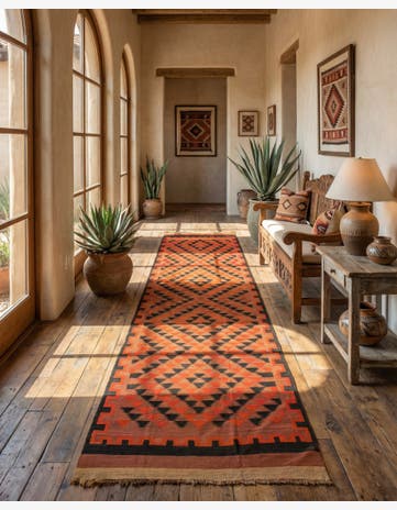 4' 8 x 15' 3 Hand Woven Kilim Fars Wool Runner Rug