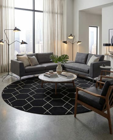  12' x 12' Lattice Frieze Round Rug