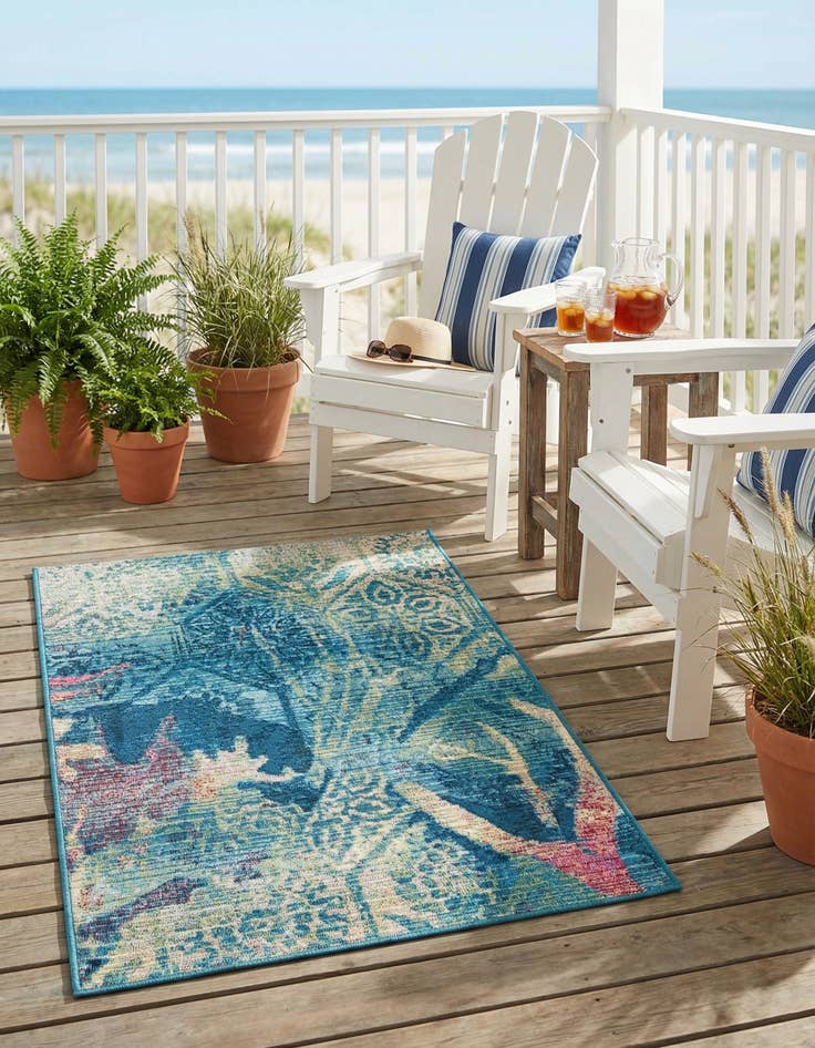 Detail image of 2' x 3'  Washable Coastal Indoor / Outdoor Rug