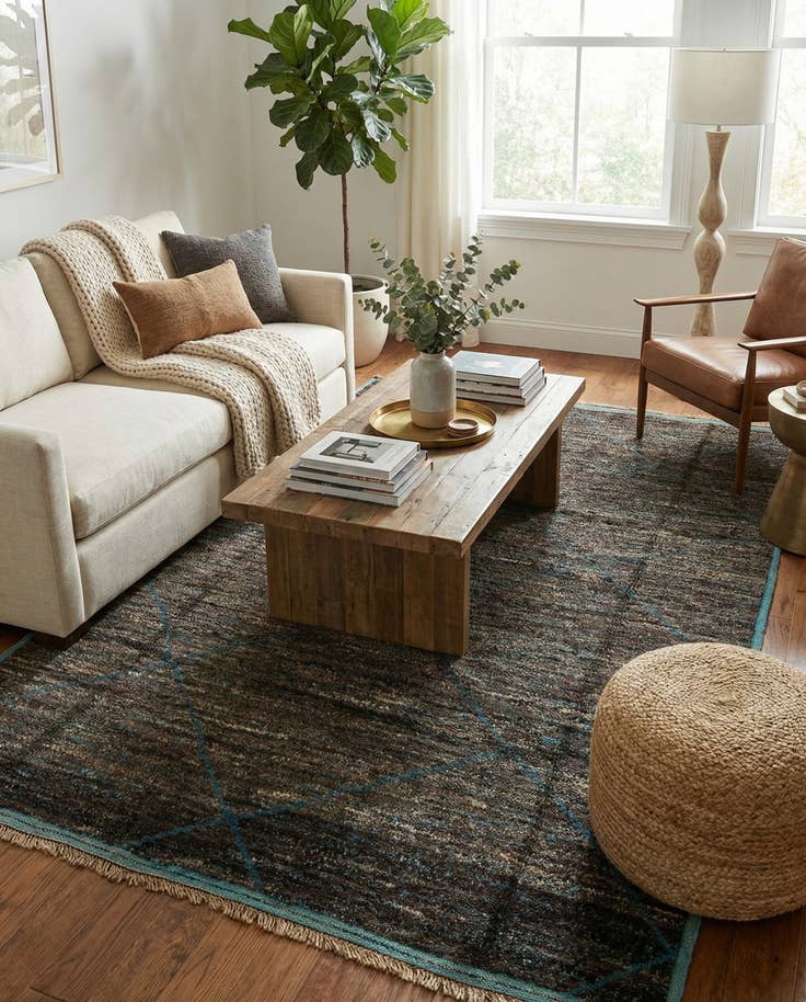Detail image of 6' 2 x 9' 7 Hand Knotted Moroccan Wool Rug