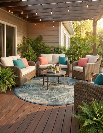 7' 10 x 7' 10 Easy-Clean Baja Indoor / Outdoor Round Rug