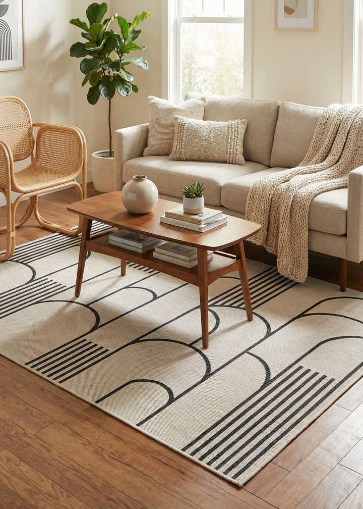 5' 3 x 8' Easy-Clean Modern Indoor / Outdoor Rug