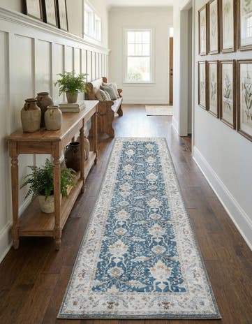 Navy Blue Washable Timeless Runner Rug