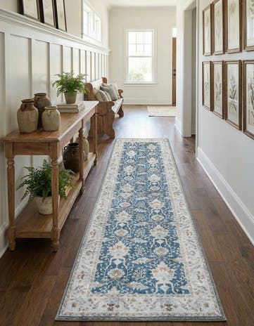 Navy Blue Washable Timeless Runner Rug