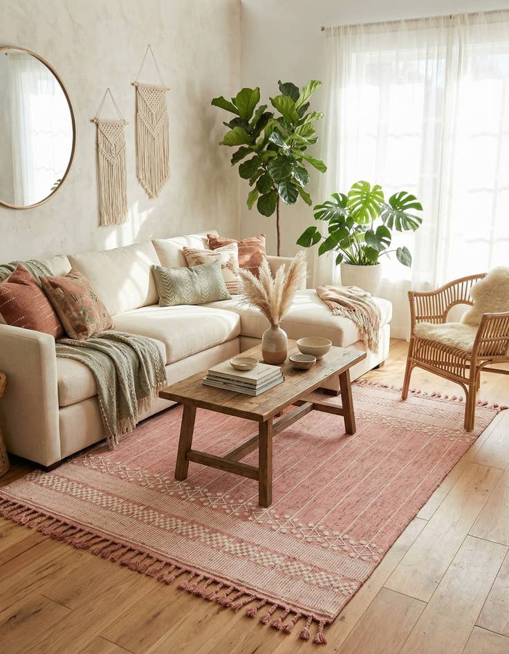 Detail image of  7' 10 x 10'  Washable Eco Bohemian Indoor / Outdoor Rug