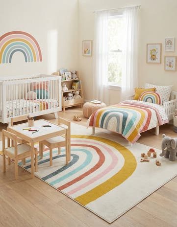 6' 1 x 9' Rainbow Whimsy Kids Rug