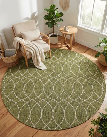 10' x 10' Easy-Clean Lattice Indoor / Outdoor Round Rug