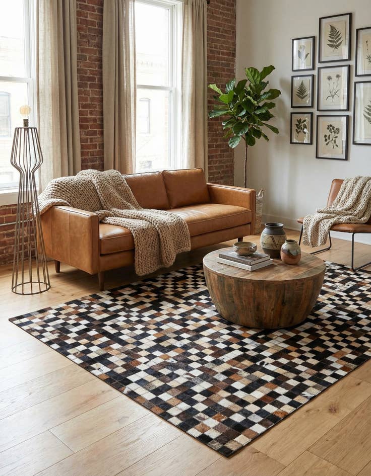 Detail image of  4' x 6' 2 Cowhide Leather Rug