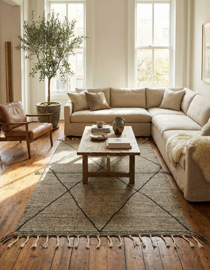 Detail image of 6' 6 x 10' 4  Hand Knotted Moroccan Wool Rug