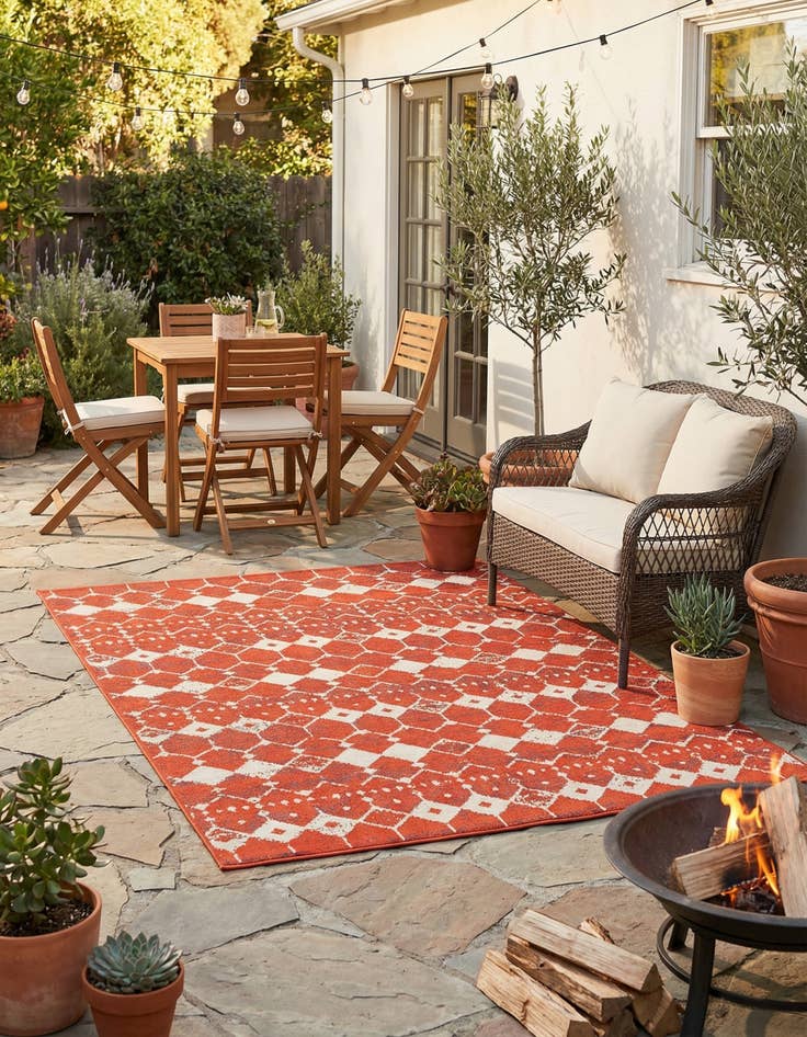Detail image of  5' 3 x 8'  Washable Lattice Indoor / Outdoor Rug