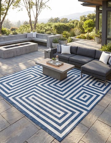 13' x 13' Easy-Clean Modern Indoor / Outdoor Square Rug
