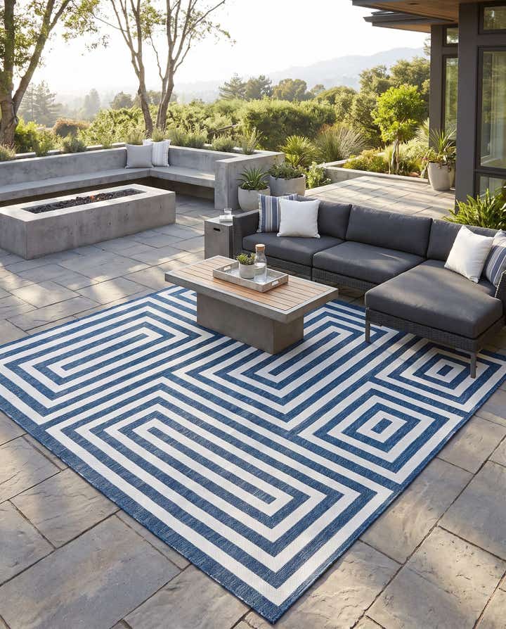 13' x 13' Easy-Clean Modern Indoor / Outdoor Square Rug