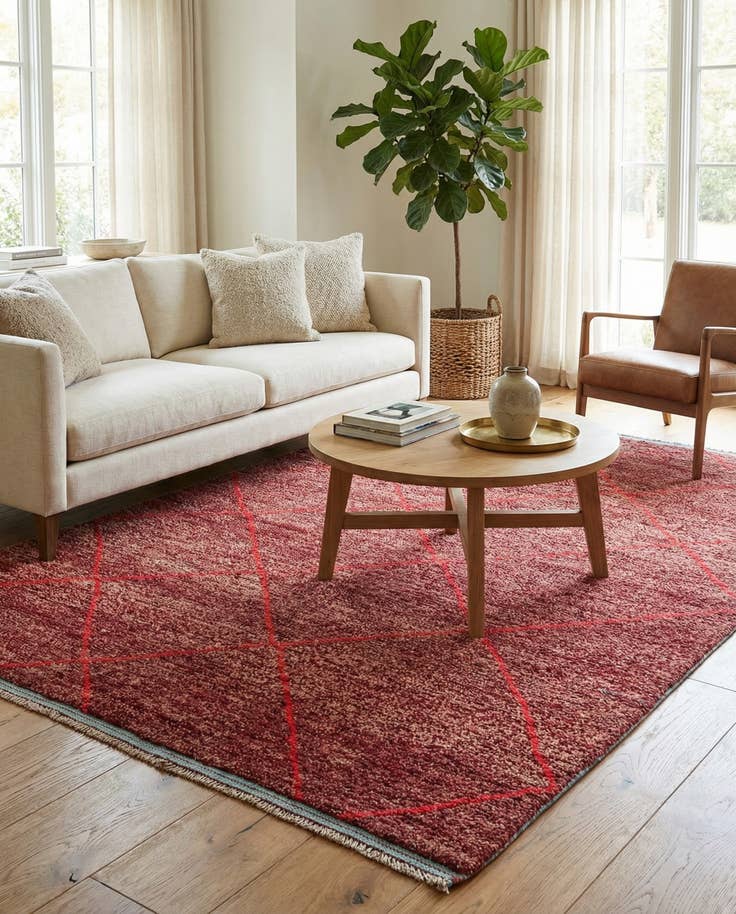 Detail image of 6' 1 x 9' 3 Hand Knotted Moroccan Wool Rug