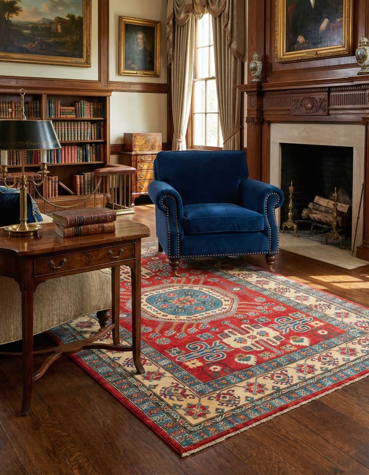 Detail image of  6' x 9' 2  Hand Knotted Kazak Rug