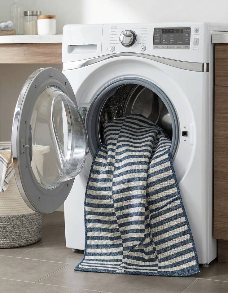 Detail image of 2' 7 x 10'  Washable Striped Indoor / Outdoor Runner Rug