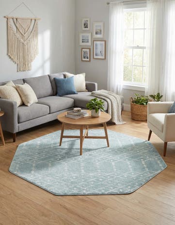 Aqua Paxon Trellis Octagon Rug
