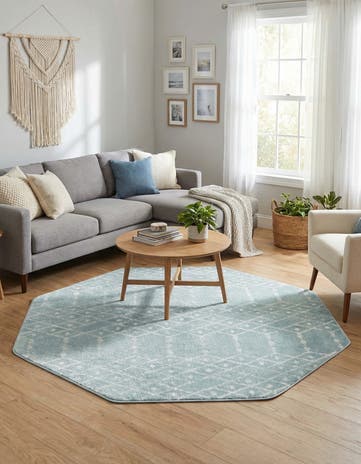 Aqua Paxon Trellis Octagon Rug