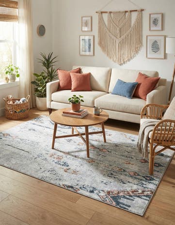 Ivory Gray Kamala Washable Rug