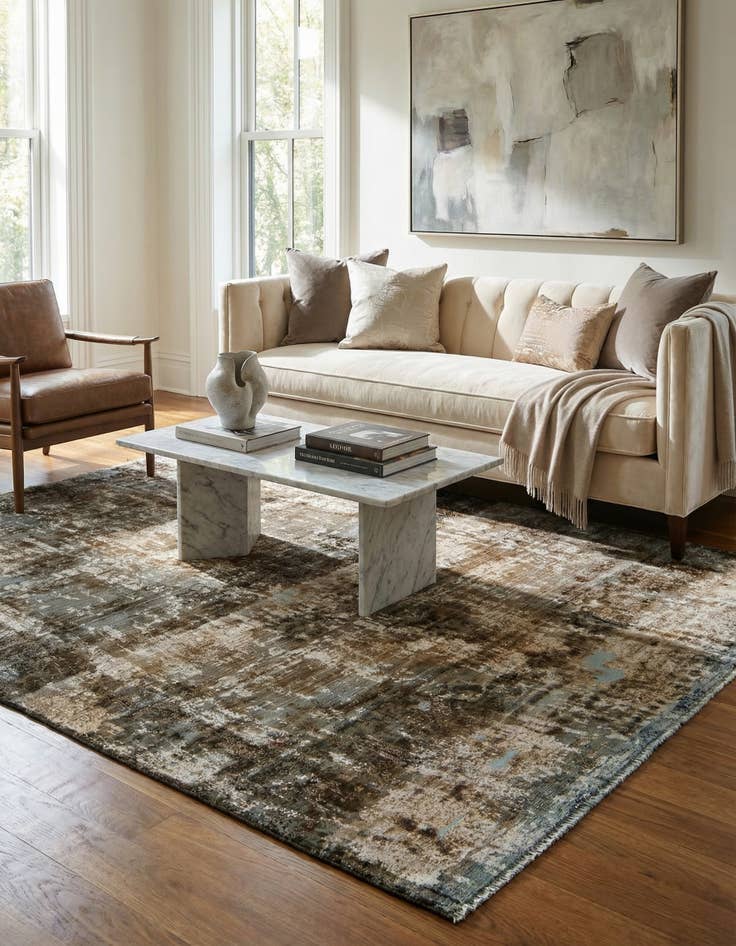 Detail image of 6' 10 x 8' 9  Hand Knotted Ultra Vintage Persian Wool Rug