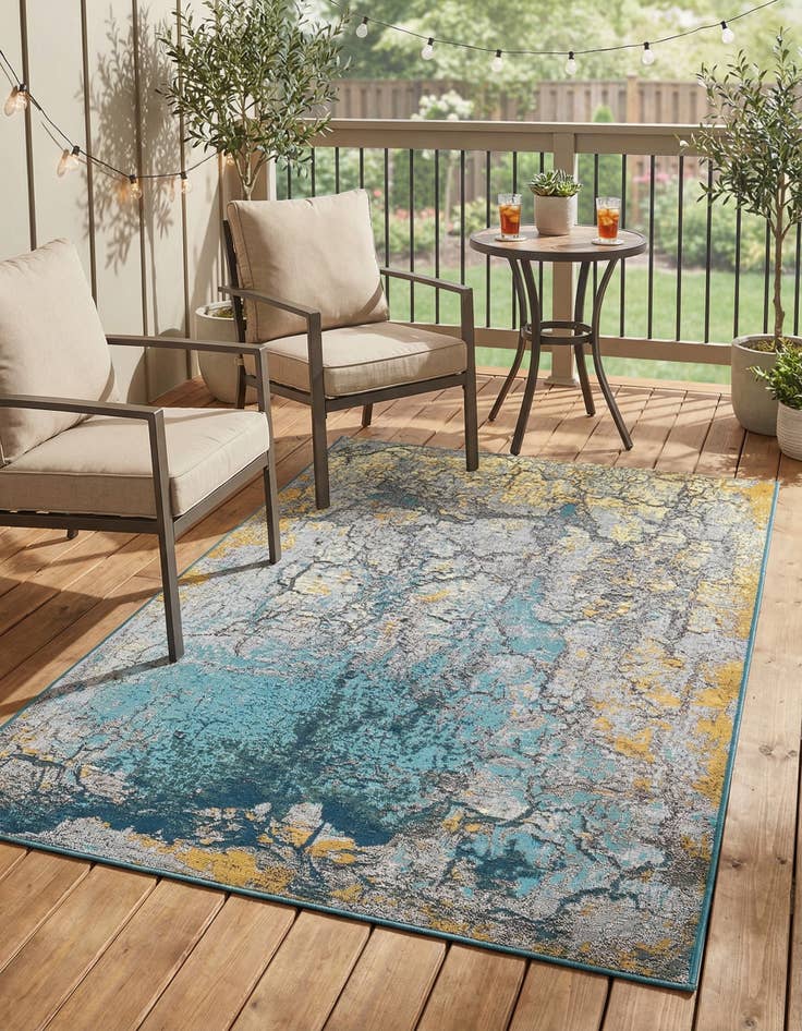 Detail image of 4' x 6'  Washable Modern Indoor / Outdoor Rug