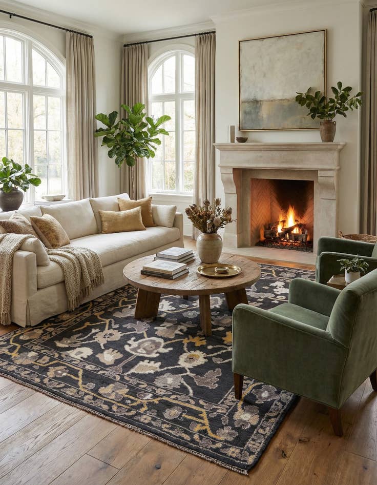 Detail image of 9' 3 x 12'  Hand Knotted Oushak Wool Rug