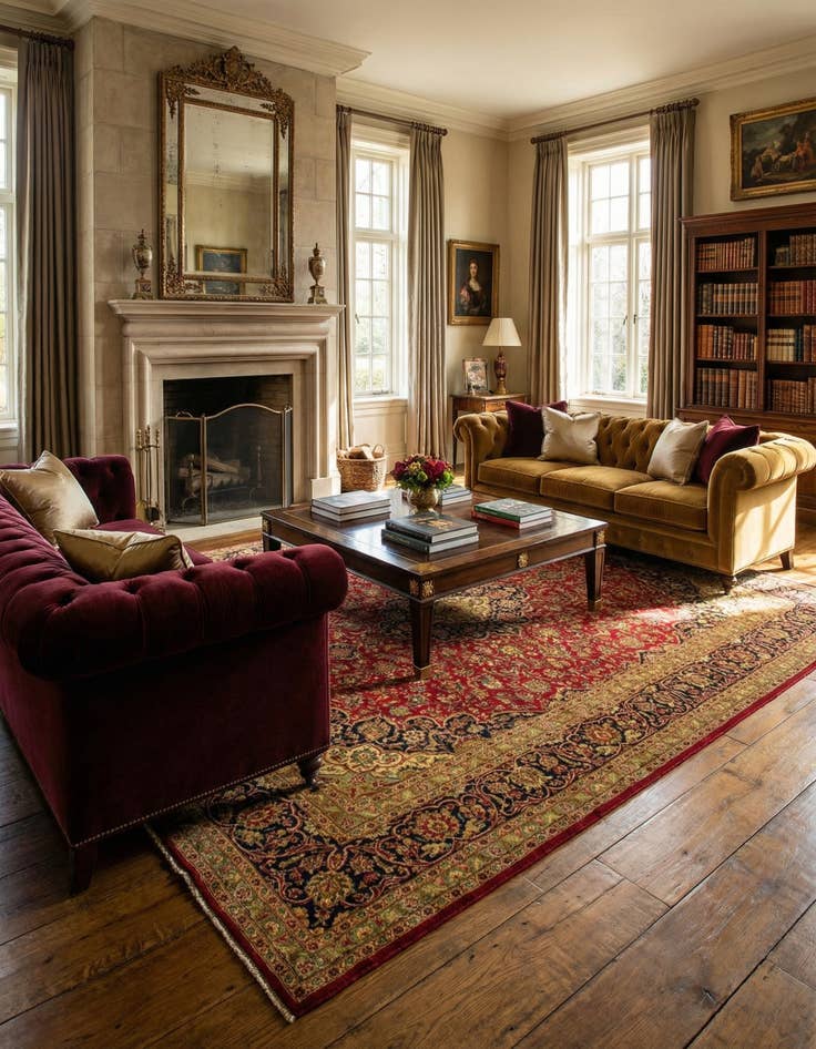 Detail image of  9' 5 x 14' 2  Hand Knotted Kashan Persian Wool Rug