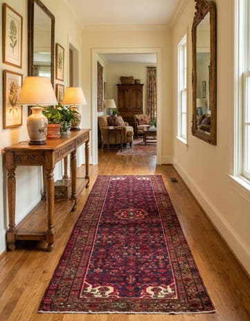 4' x 10' 2 Hand Knotted Hossainabad Persian Wool Runner Rug