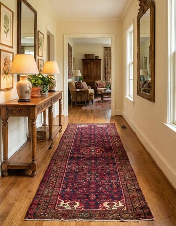 4' x 10' 2 Hand Knotted Hossainabad Persian Wool Runner Rug