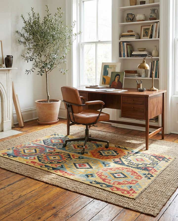 3' 5 x 5' 9 Hand Woven Kilim Maymana Wool Rug