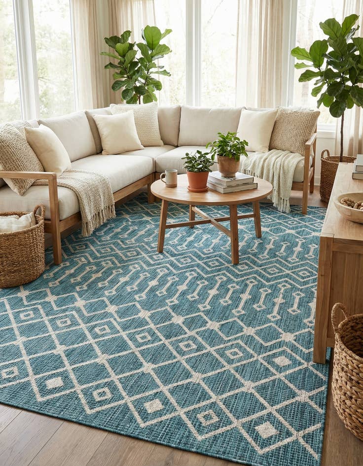 Detail image of 7' x 10' Easy-Clean Trellis Indoor / Outdoor Rug