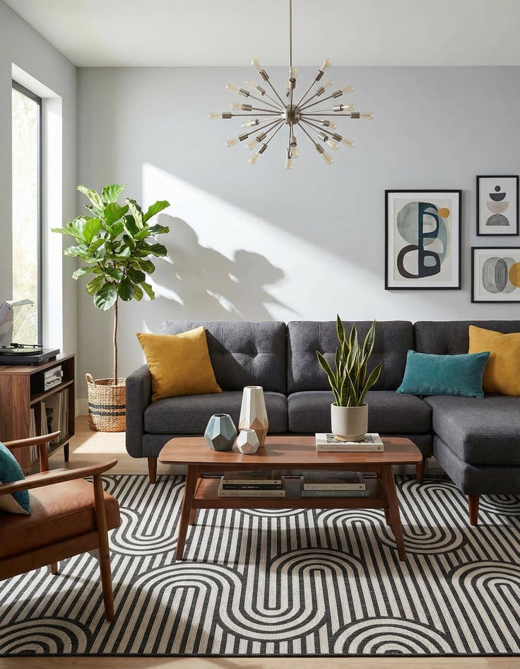 Detail image of 9' x 12'  Washable Modern Indoor / Outdoor Rug