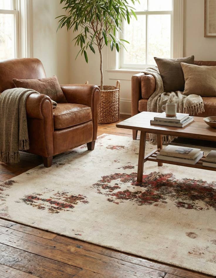 Detail image of 4' 7 x 6' 6  Hand Knotted Ultra Vintage Persian Wool Rug