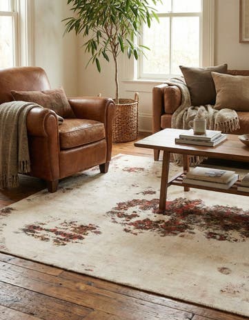 4' 7 x 6' 6 Hand Knotted Ultra Vintage Persian Wool Rug