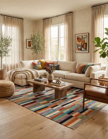 6' 6 x 9' 9 Hand Woven Kilim Modern Wool Rug