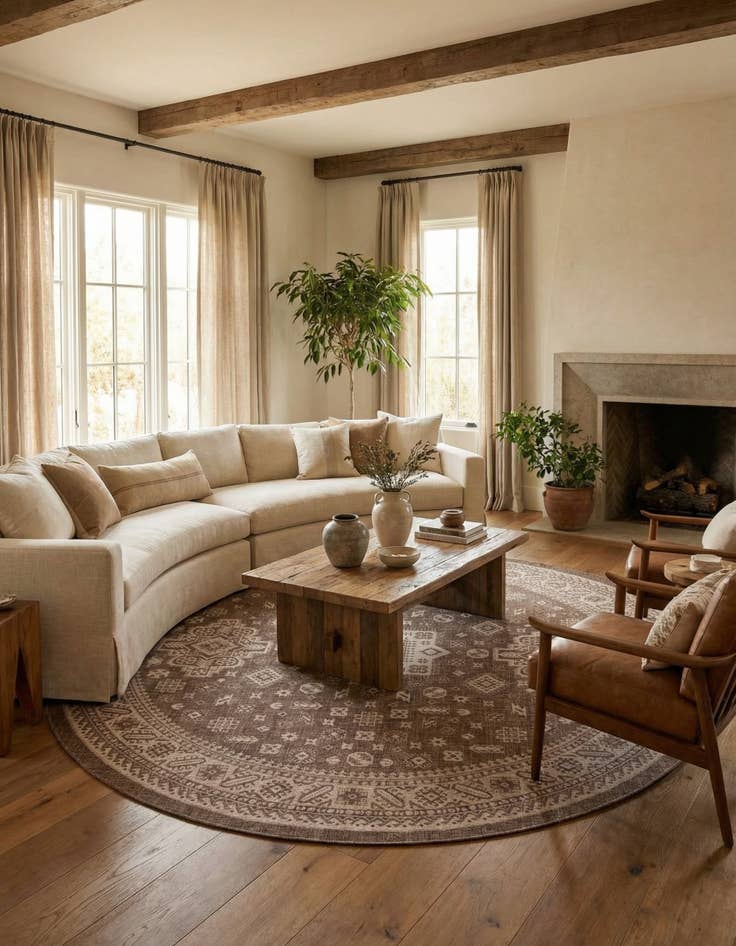 Detail image of 13' x 13' Easy-Clean Aztec Indoor / Outdoor Round Rug