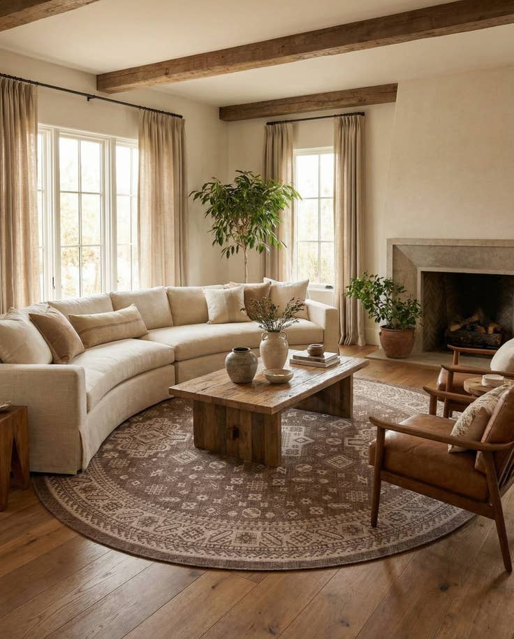 Detail image of 13' x 13' Easy-Clean Aztec Indoor / Outdoor Round Rug