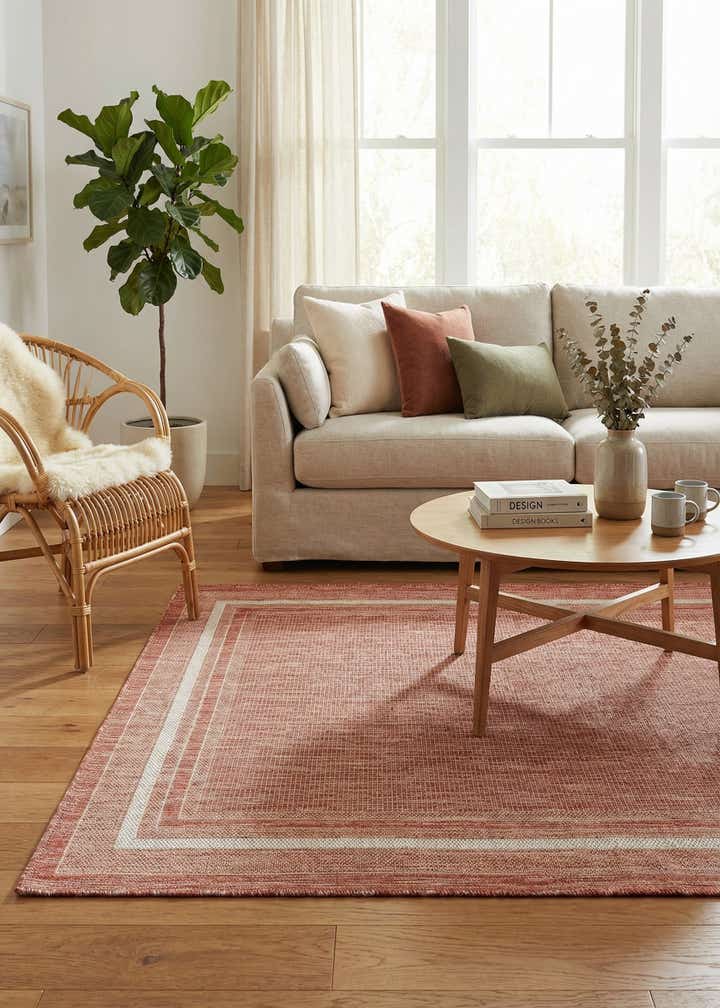 5' 3 x 8' Easy-Clean Border Indoor / Outdoor Rug