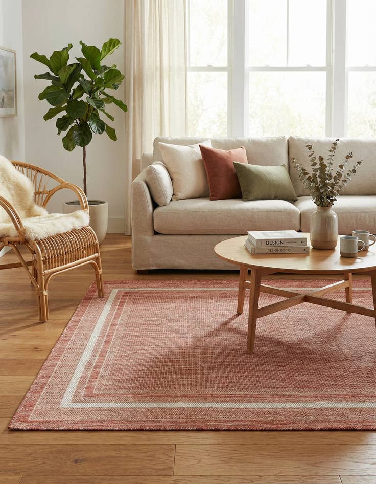 Detail image of 5' 3 x 8'  Washable Border Indoor / Outdoor Rug