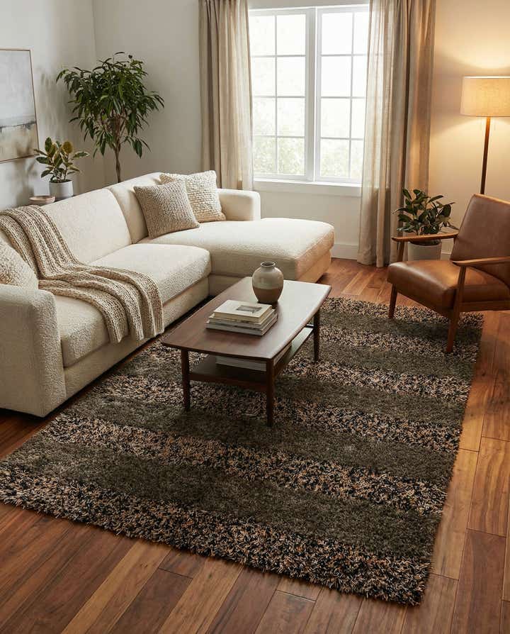 5' x 6' 7 Hand Knotted Multi-Tone Shag Rug