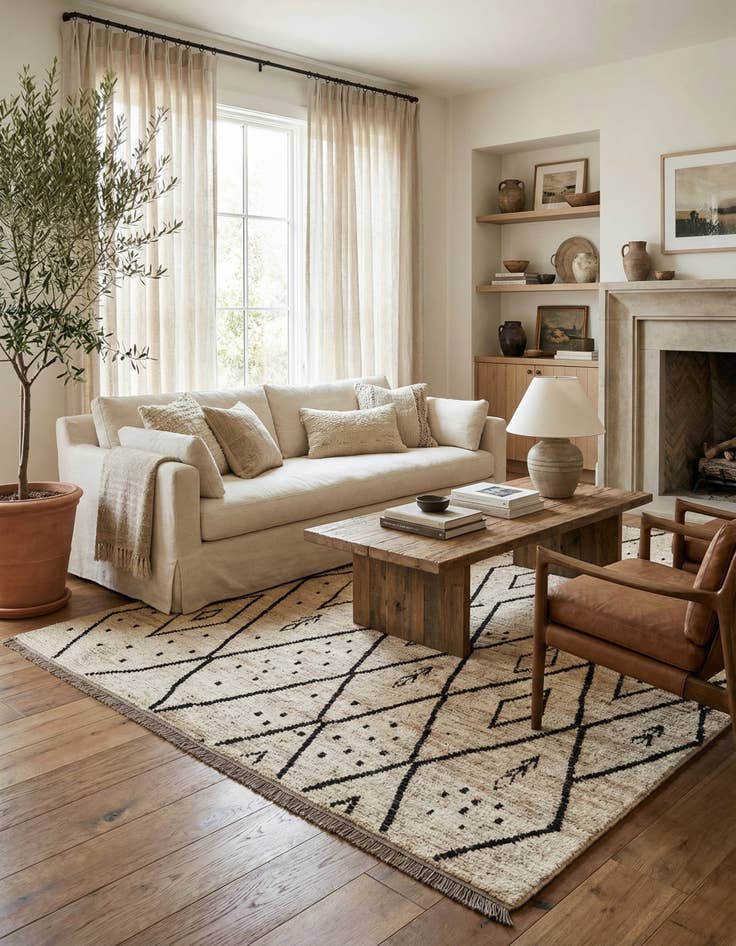 Detail image of 8' 6 x 9' 6 Hand Knotted Moroccan Wool Rug