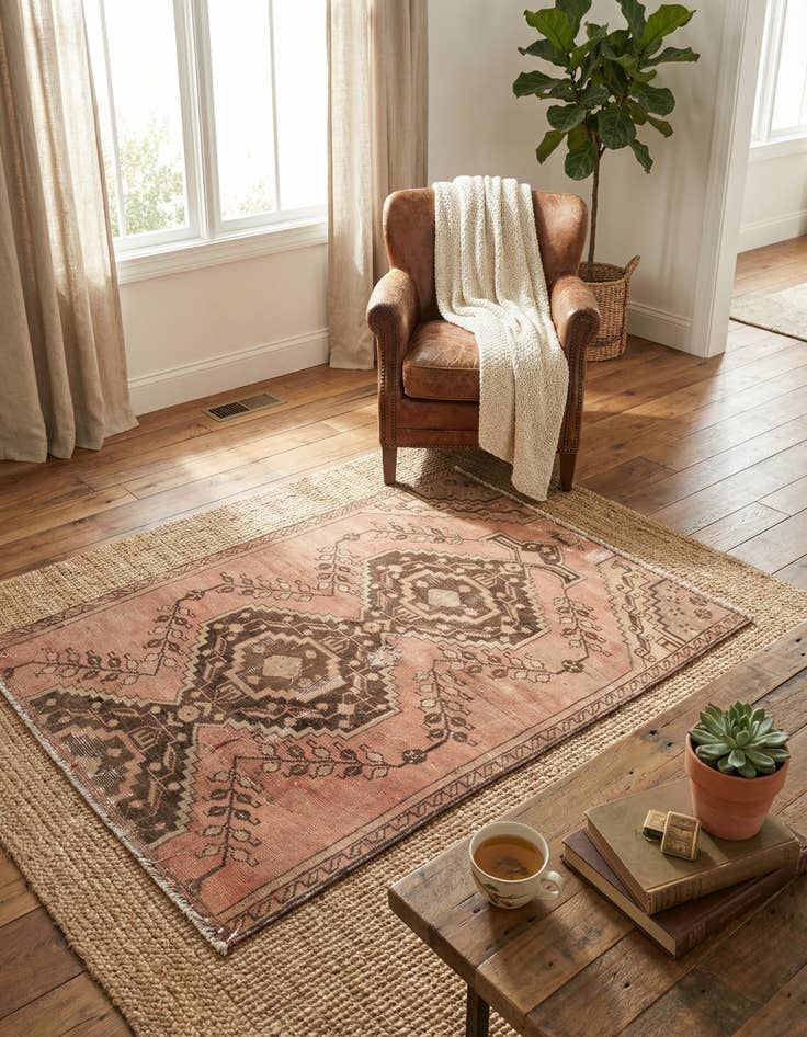 Detail image of  3' 4 x 4' 5  Hand Knotted Ultra Vintage Persian Wool Rug