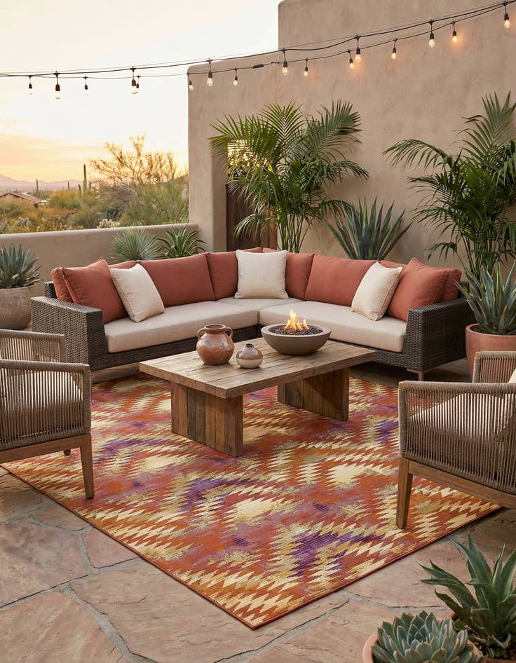 Detail image of 10' x 12' 2  Washable Modern Indoor / Outdoor Rug