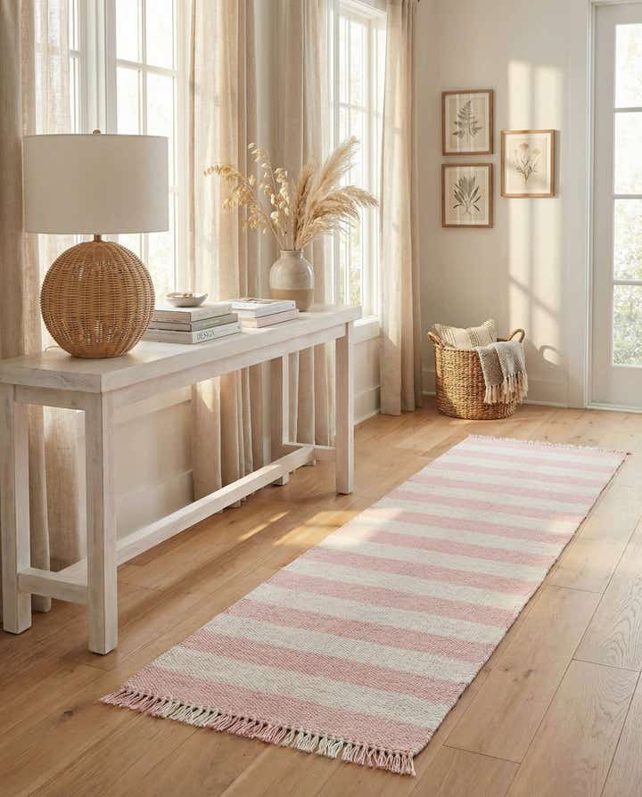 2' 7 x 10' Easy-Clean Eco Plaid Washable Indoor / Outdoor Runner Rug