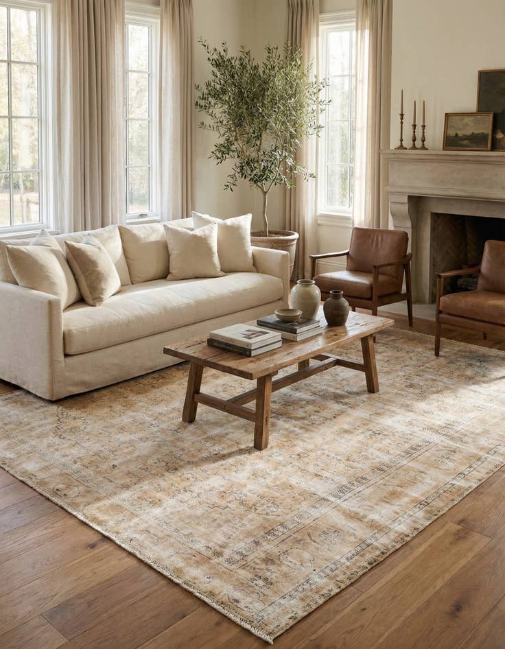 Detail image of 8' 4 x 9' 5  Hand Knotted Ultra Vintage Persian Wool Rug