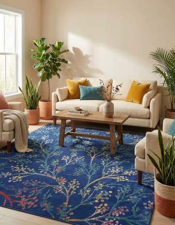 Blue Blossom Square Rug
