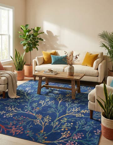 Blue Blossom Square Rug