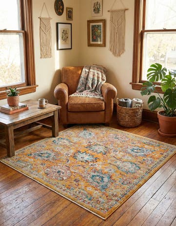 Yellow Lola Square Rug